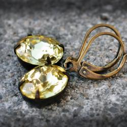 Wedding Earrings Yellow Earrings Vintage Czech Glass Rhinestone Earrings Jewel Earrings Faux Gem Earrings Bright Sparkle Spring
